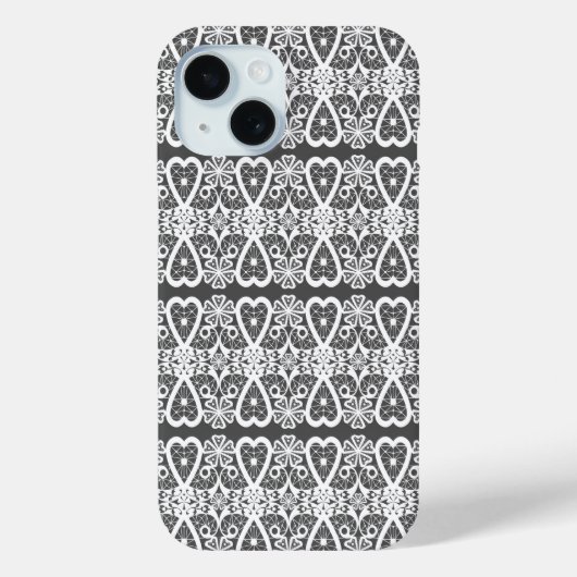 Grau-weißes Spitzenmuster Case-Mate iPhone Hülle (Rückseite)