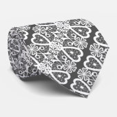 Grau-weißes Spitzenmuster Krawatte (Gerollt)