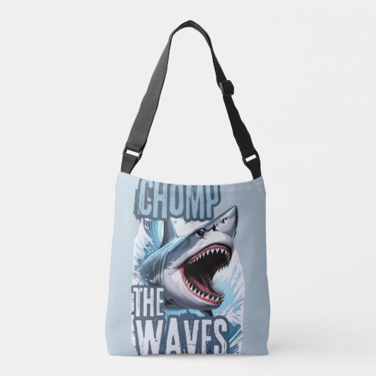 Grau-Weißhaie Graffiti-Inspiriert Peri Tragetaschen Mit Langen Trägern (Vorderseite)