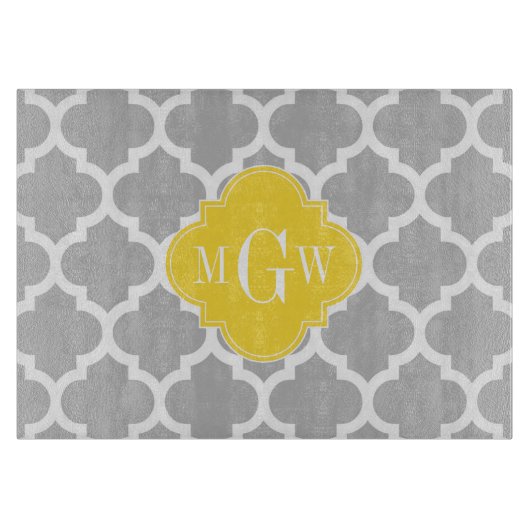 Grau Welch marokkanischer #5 Ananas 3 Anfangsmonog Schneidebrett (Vorderseite)