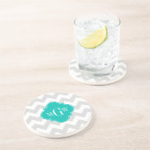 Grau Welches Zickzack Aquamarine Quatrefolie 3 Mon Sandstein Untersetzer (Seite)