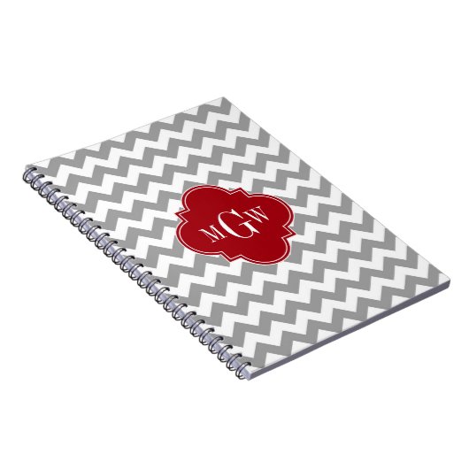Grau Welches Zickzack Cranberry-Quatrefolie 3 Mono Notizblock (Rechte Seite)