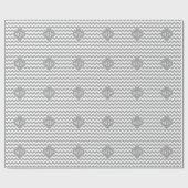 Grau Welches Zickzack dk Gray Quatrefolie 3 Monogr Geschenkpapier (Flach)