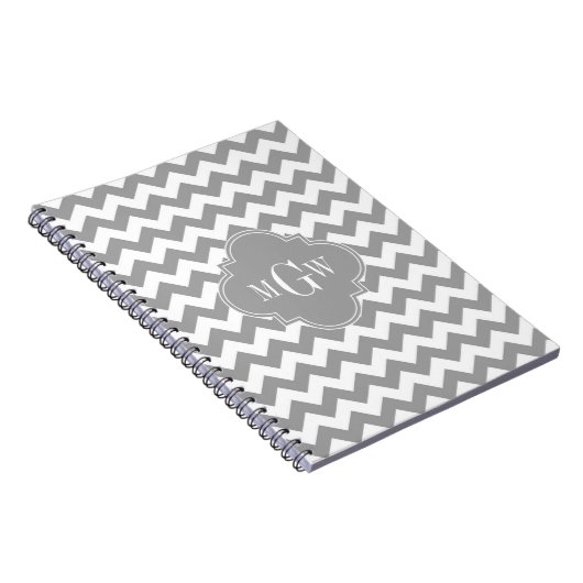 Grau Welches Zickzack dk Gray Quatrefolie 3 Monogr Notizblock (Rechte Seite)