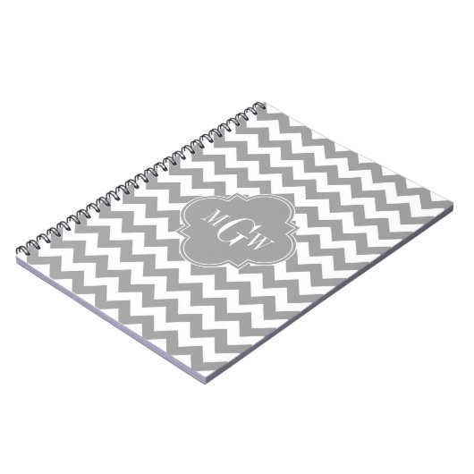 Grau Welches Zickzack dk Gray Quatrefolie 3 Monogr Notizblock (Linke Seite)