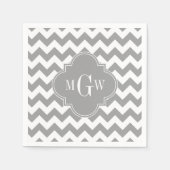 Grau Welches Zickzack dk Gray Quatrefolie 3 Monogr Serviette (Vorderseite)