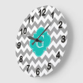 Grau Welches Zickzack ZigZag Aquamarines Quatrefol Große Wanduhr (Winkel)