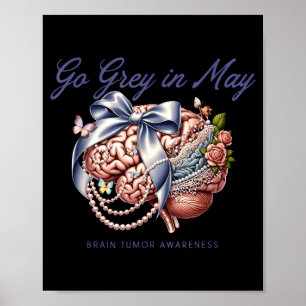 Grau werden im Mai Hirntumor-Bewusstsein Floralbog Poster