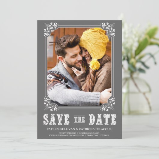 GRAU WESTERN SCRIPT ANKÜNDIGUNG DATUM FREIHALTEN (Stehend Vorderseite)