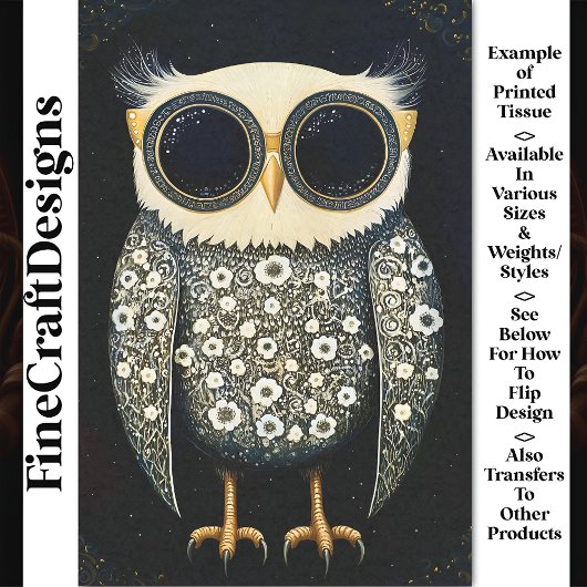 Grau Whimsy Quirky & Funny Owl BU8 Decoupage Seidenpapier