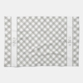 Grau-White Buffalo Kariert drei erste Monogramm Geschirrtuch (Horizontal)