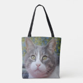 Grau-White Cat Tote Bag Tasche (Rückseite)