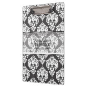 Grau & White Damask Chic Elegantes Glam Personalis Klemmbrett (Links)