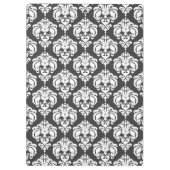 Grau & White Damask Chic Elegantes Glam Personalis Klemmbrett (Rückseite)