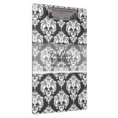 Grau & White Damask Chic Elegantes Glam Personalis Klemmbrett (Rechts)