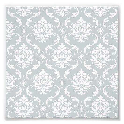 Grau-White-Damask-Muster Fotodruck (Vorne)