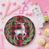 Grau White Deer Buffalo Kariert Holly Pine Berries Pappteller (Party)