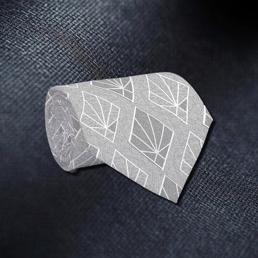 Grau & White Diamonds Art Deco Muster Neck Tie Krawatte