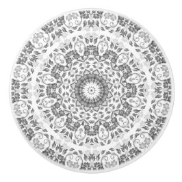 Grau White Floral Mandala Keramikknauf