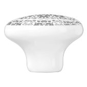 Grau White Floral Mandala Keramikknauf (Seitenansicht)