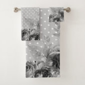 GRAU WHITE FLORAL SPOT BADEZIMMER TOWEL SET (Insitu)