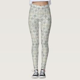 Grau White Geometric, Französisch Vintage Lilie Leggings