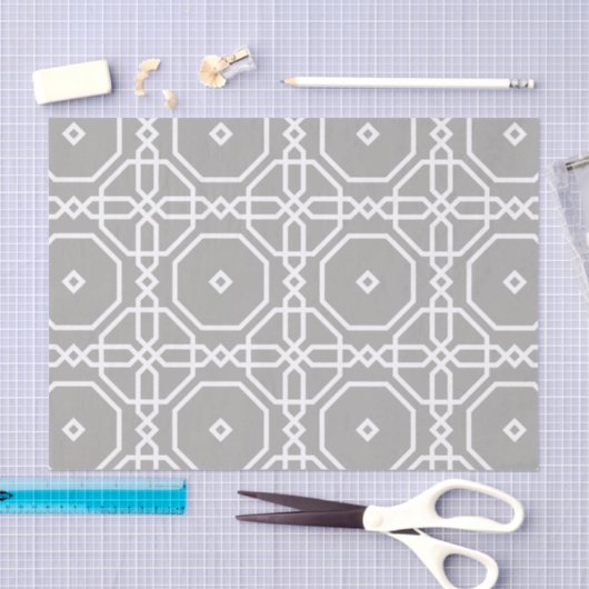 Grau-White-Geometric-Muster-Decoupage Seidenpapier (Handwerk)