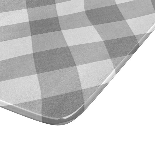 Grau White Gingham Modernes Land Schneidebrett (Ecke)