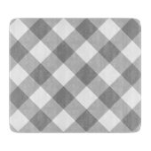 Grau White Gingham Modernes Land Schneidebrett (Vorderseite)