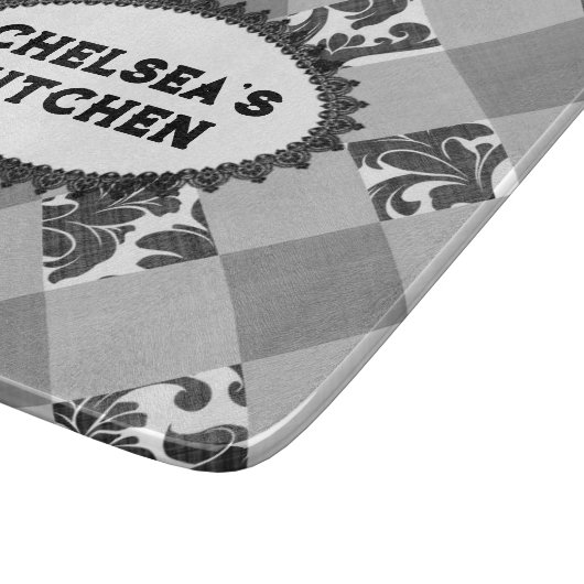 Grau White Gingham Vintag Country Schneidebrett (Ecke)