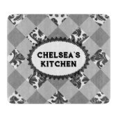 Grau White Gingham Vintag Country Schneidebrett (Vorderseite)