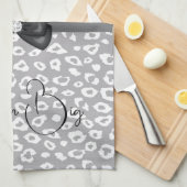 Grau White Leopard Ribbon Bow Diamond Geschirrtuch (Viertel Falte)