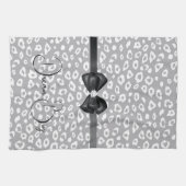 Grau White Leopard Ribbon Bow Diamond Geschirrtuch (Horizontal)