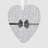 Grau White Leopard Ribbon Bow Diamond Ornament (Vorderseite)