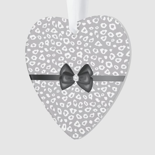 Grau White Leopard Ribbon Bow Diamond Ornament (Vorderseite)