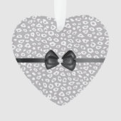 Grau White Leopard Ribbon Bow Diamond Ornament (Vorderseite)