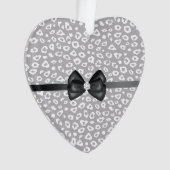 Grau White Leopard Ribbon Bow Diamond Ornament (Vorderseite)
