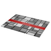 Grau-White Mondrian Style Red Ribbon Monogram Schneidebrett (Ecke)