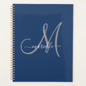 Grau-White Monogram Navy Blue Planer (Vorderseite)