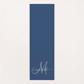 Grau-White Monogram Navy Blue Yoga Mat Yogamatte (Vorderseite)