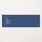 Grau-White Monogram Navy Blue Yoga Mat Yogamatte (Vorderseite (Horizontal))