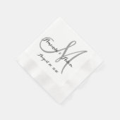 Grau-White Monogram Wedding Paper Napkin Serviette (Ecke)