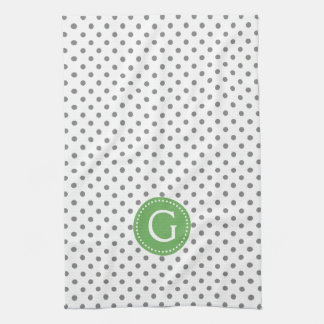 Grau & White Polka dots Green Accent Küchentuch