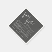 Grau White Script Fun Facts Cocktail Wedding Serviette (Ecke)