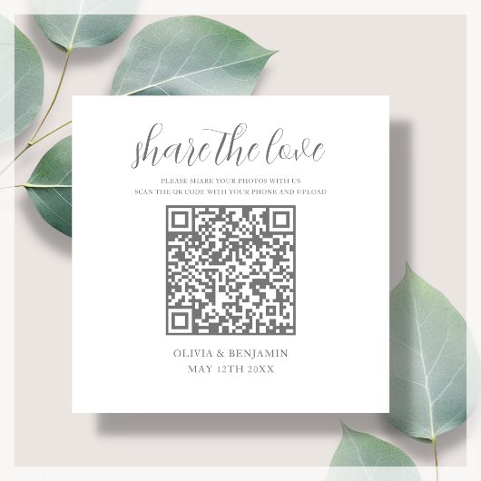 Grau | White Share - Liebe QR-Code Begleitkarte