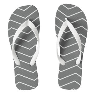 Grau White Zigzag Wave Muster Badesandalen
