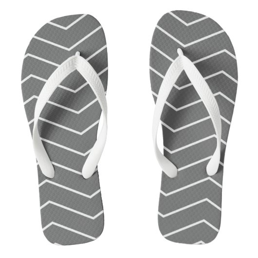 Grau White Zigzag Wave Muster Badesandalen (Fußbett)