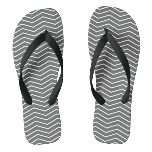 Grau White Zigzag Wave Muster Flip Flops Badesandalen (Fußbett)