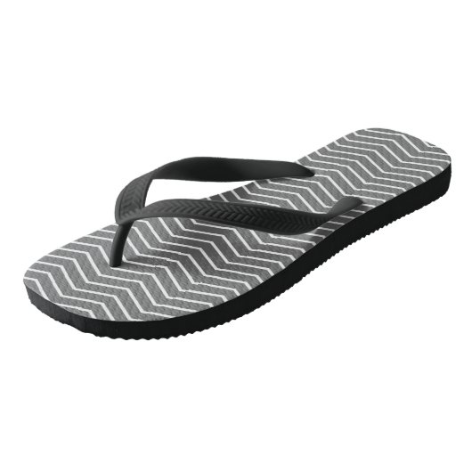 Grau White Zigzag Wave Muster Flip Flops Badesandalen (Schrägansicht)