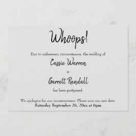 Grau "Whoops!" Verspätete Hochzeitskarte Einladung